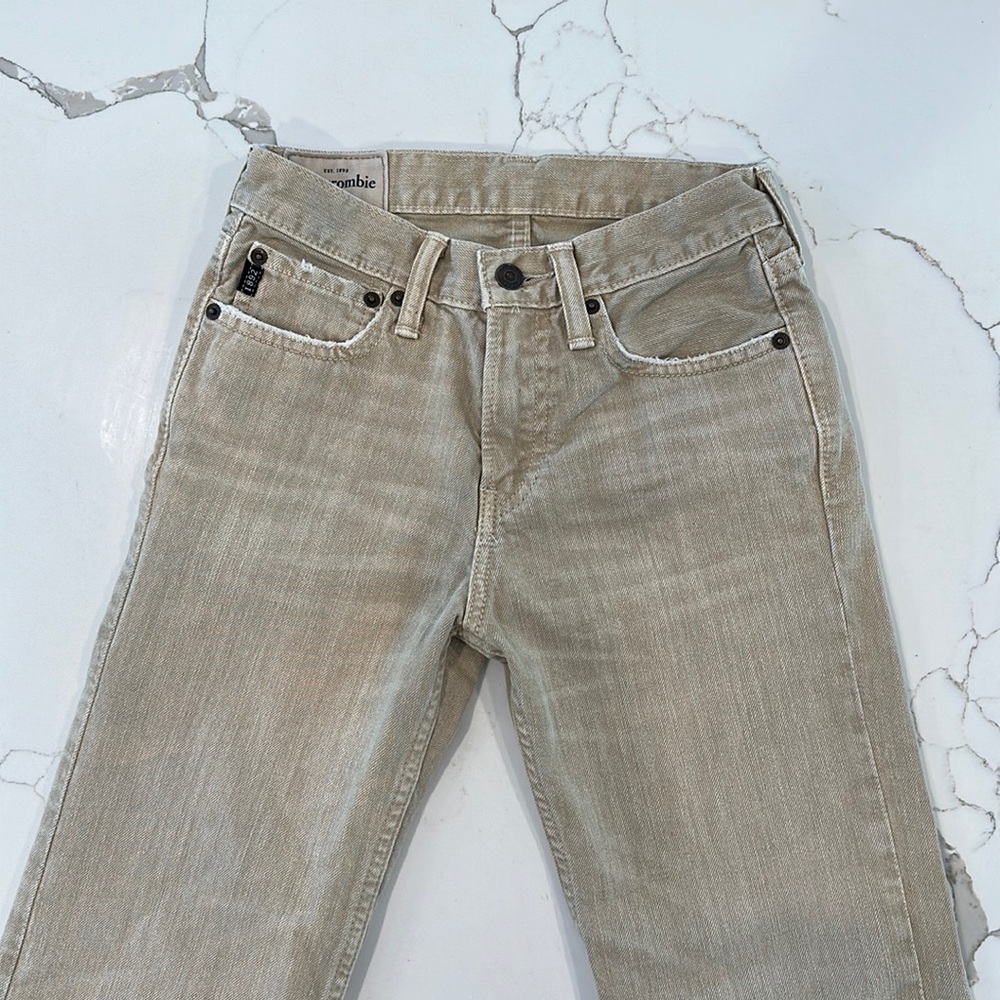 Boys Abercrombie Boys Jeans, Tan colored weathered look, Size 14 Slim, Straight